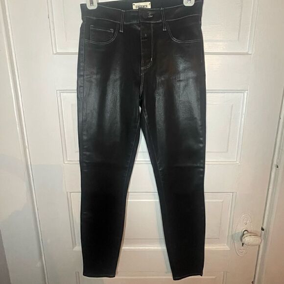 L’AGENCE Margot Skinny High Rise Contrast Coated Noir - Picture 1 of 15